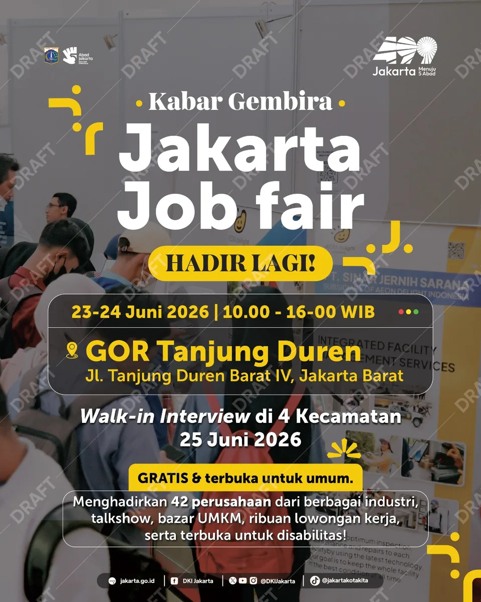 Job Fair Kabupaten Kudus 2026 (Suku Dinas TKTE Wilayah Kabupaten Kudus Barat) : 23-24 Juni 2026